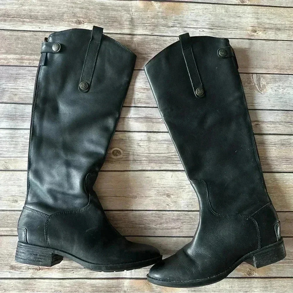 Sam Edelman Tall Riding Boots Black Leather Sz 7 - Picture 5 of 10